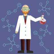 Scientist in science education research lab with flasks