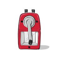 Red mechanical sharpener of pencil hand drawn sketch isolated on