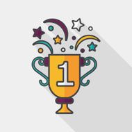 trophy cup flat icon with long shadow eps10 N2
