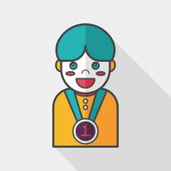 winning boy flat icon with long shadow eps10 N25