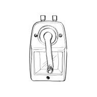 Red mechanical sharpener of pencil hand drawn sketch isolated on N2