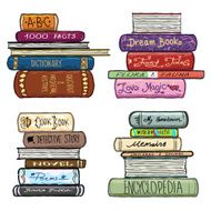 Vintage hand drawn books library vector set Literature covers