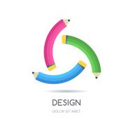 Vector looped logo design Multicolor three pencil infinity flat icon