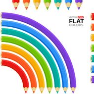 Colored Pencils shaped as a rainbow Flat colors