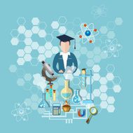 Science and education a scientist teacher research microscope