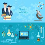 Education and training students college vector banners