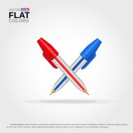 Icon of two crossed ballpens (red and blue) with shadow