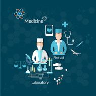 Medicine medical doctors pharmaceuticals drugs pills science vector illustration