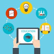Man holding a tablet Online education concept
