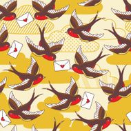 Old school pattern with birds and letters N2