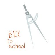 Funny flat cartoon vector school compass icon N2