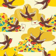 Old school pattern with birds and letters N3