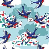 Old school pattern with birds and letters N4