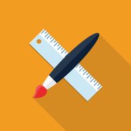 Vector paint brush and ruler icon