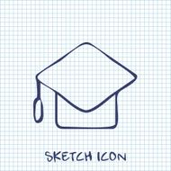 Vector sketch icon of academic hat