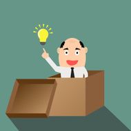 Businessman think outside the box with idea flat design vector