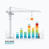 Infographic business graph template design building to success