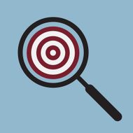 target goal with magnifying glass