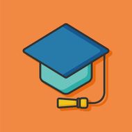 Graduation cap color line icon