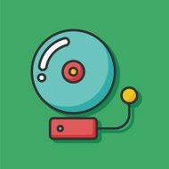 school bell color line icon