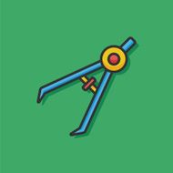 Stationery compasses color line icon