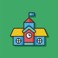 school building color line icon