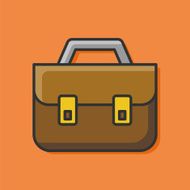 briefcase color line icon