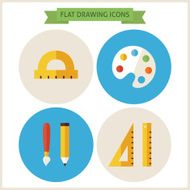 Flat Drawing Website Icons Set