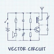 electronic circuit scheme on white squared paper sheet background N4