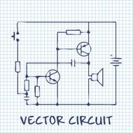 electronic circuit scheme on white squared paper sheet background N5