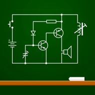 electronic circuit scheme on chalk board background N2