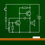 electronic circuit scheme on chalk board background N5