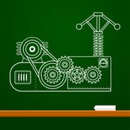 physical formula vector illustration Mechanical blueprint of engine on board