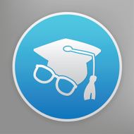 Education icon on blue background clean vector N2