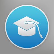 Hat of education icon on blue background clean vector
