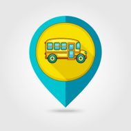 School Bus flat mapping pin icon