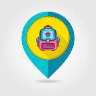 School Backpack flat mapping pin icon