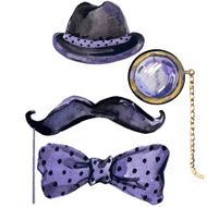 watercolor vintage accessories for men