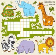 Vector color crossword education game about safari animals N2