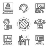Online education simple vector icons set