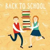 Cute boy and girl with books N2