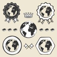 Vintage earth icon symbol emblem label collection