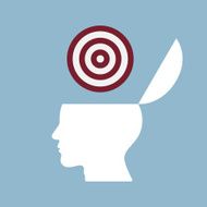 target goal on top of opened human head