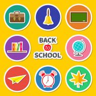 Back to school round icon set Flat design