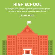 High school building Simple flat design concept