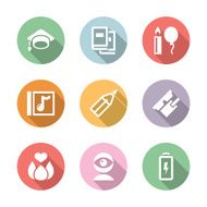 icon set education and science with shadow