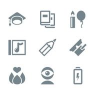 icon set education and science gray