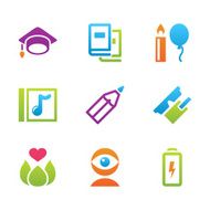icon set education and science color