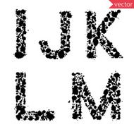 decorative letters I J K L M made from drops N2
