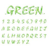 liquid green alphabets and numbers collection